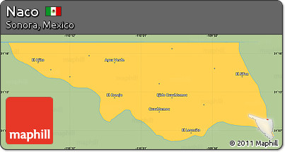 Savanna Style Simple Map of Naco, single color outside