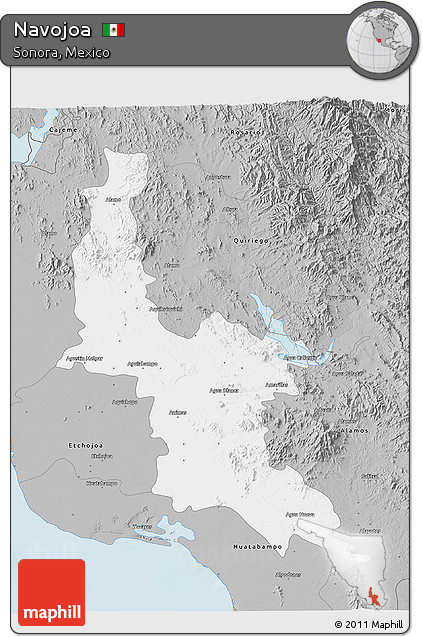 Gray 3D Map of Navojoa