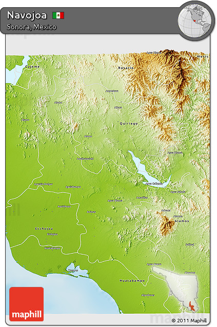 Physical 3D Map of Navojoa