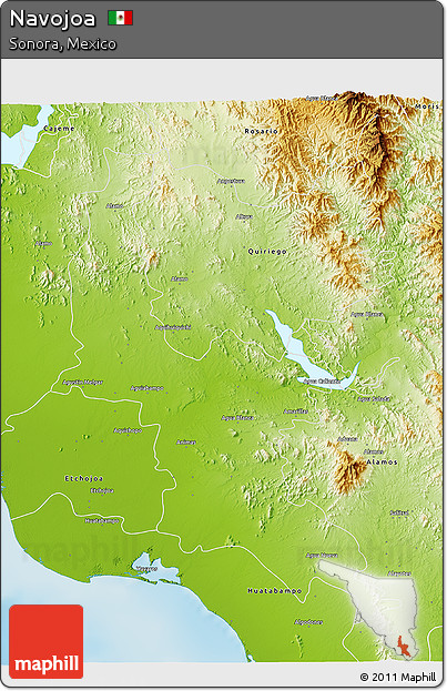 Physical 3D Map of Navojoa