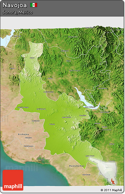 Physical 3D Map of Navojoa, satellite outside
