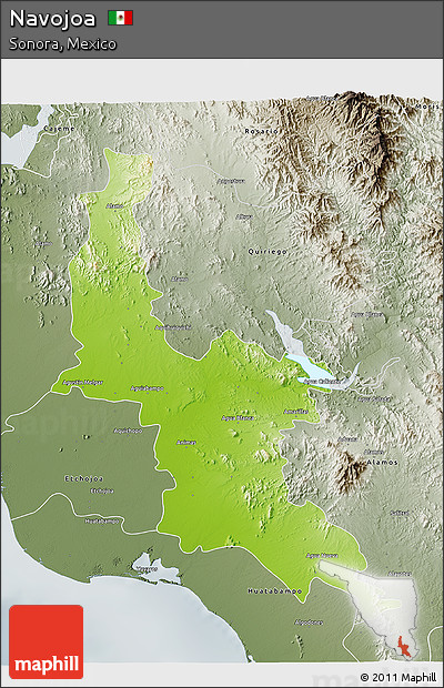 Physical 3D Map of Navojoa, semi-desaturated