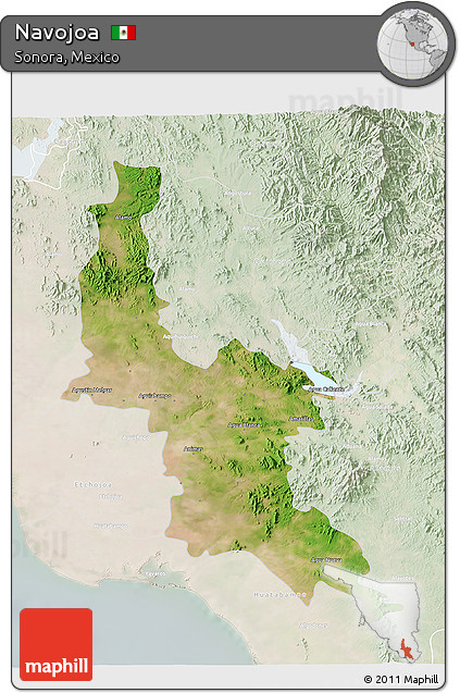 Satellite 3D Map of Navojoa, lighten
