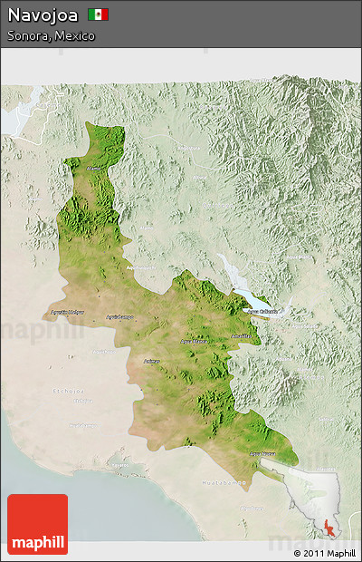 Satellite 3D Map of Navojoa, lighten