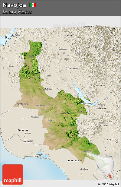 Satellite 3D Map of Navojoa, shaded relief outside