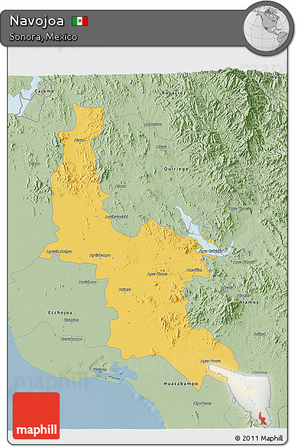 Savanna Style 3D Map of Navojoa