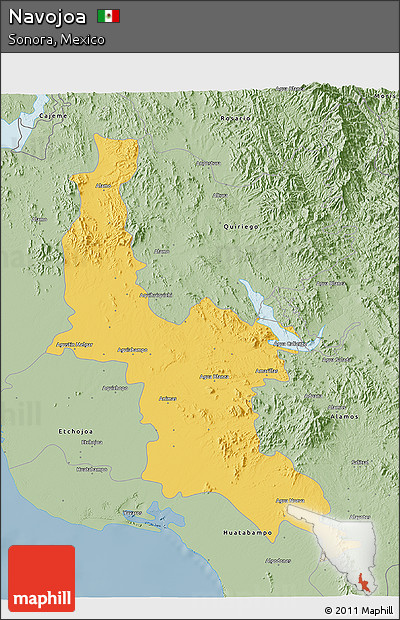 Savanna Style 3D Map of Navojoa