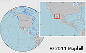 Gray Location Map of Navojoa, within the entire country, hill shading