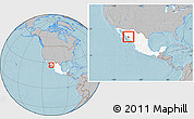 Gray Location Map of Navojoa, highlighted country, within the entire country, hill shading