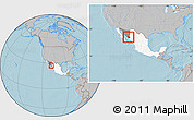 Gray Location Map of Navojoa, highlighted country, highlighted parent region, within the entire country, hill shading