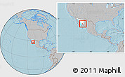 Gray Location Map of Navojoa, highlighted parent region, within the entire country, hill shading