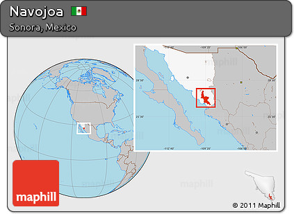 Gray Location Map of Navojoa, highlighted parent region