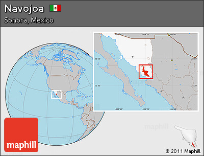 Gray Location Map of Navojoa, highlighted parent region