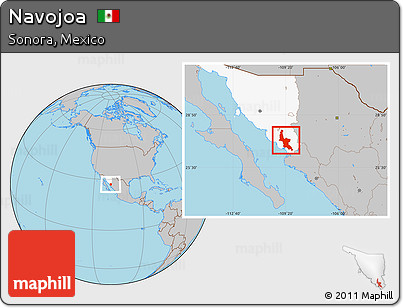 Gray Location Map of Navojoa, highlighted parent region