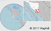 Gray Location Map of Navojoa, highlighted parent region, hill shading