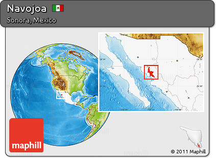 Physical Location Map of Navojoa, highlighted country