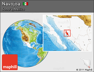 Physical Location Map of Navojoa, highlighted country