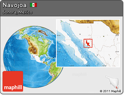 Physical Location Map of Navojoa, highlighted country