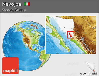 Physical Location Map of Navojoa, highlighted parent region