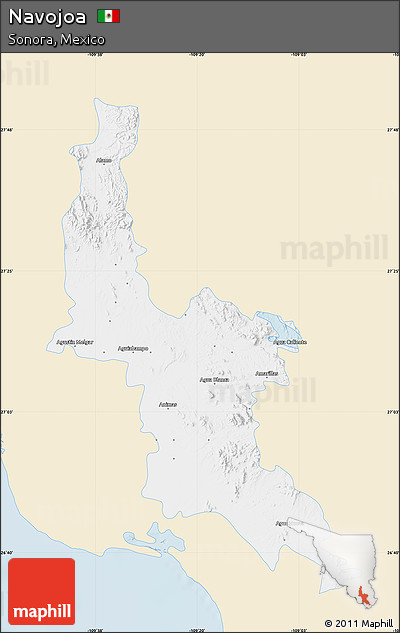 Classic Style Map of Navojoa, single color outside