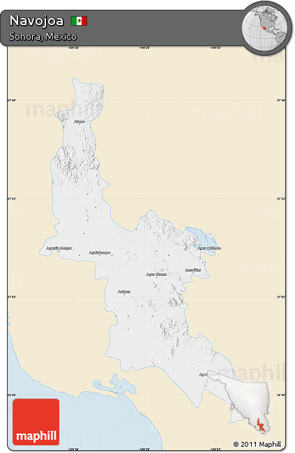 Classic Style Map of Navojoa, single color outside