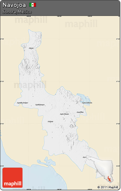 Classic Style Map of Navojoa, single color outside