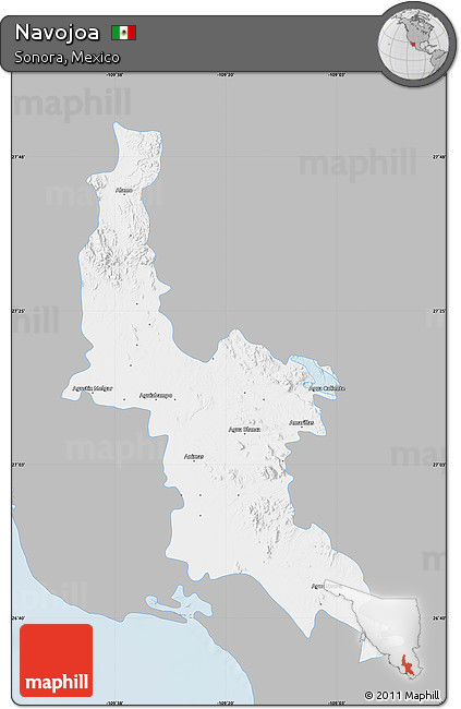 Gray Map of Navojoa, single color outside