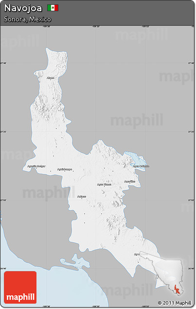 Gray Map of Navojoa, single color outside