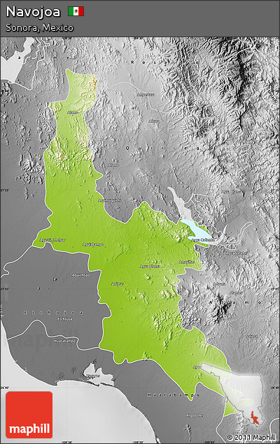 Physical Map of Navojoa, desaturated