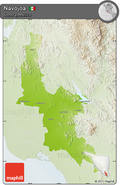 Physical Map of Navojoa, lighten