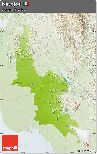 Physical Map of Navojoa, lighten