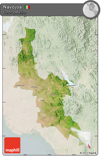 Satellite Map of Navojoa, lighten