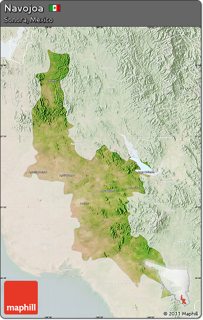 Satellite Map of Navojoa, lighten