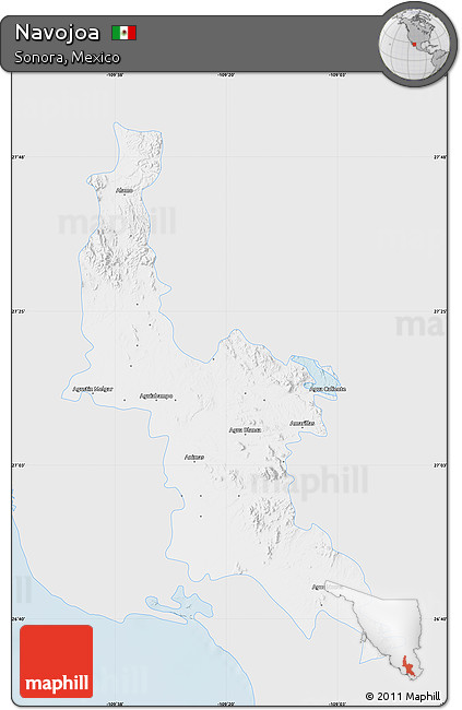 Silver Style Map of Navojoa, single color outside