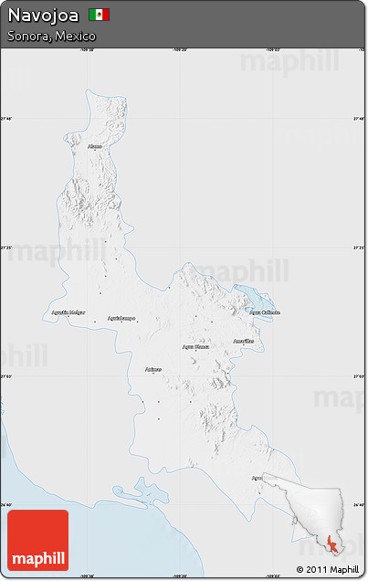 Silver Style Map of Navojoa, single color outside