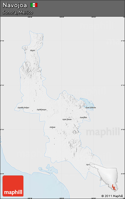 Silver Style Map of Navojoa, single color outside