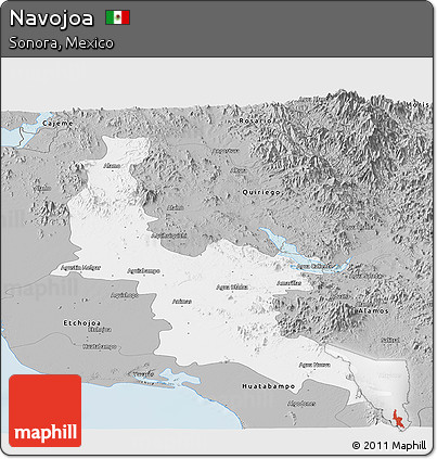 Gray Panoramic Map of Navojoa