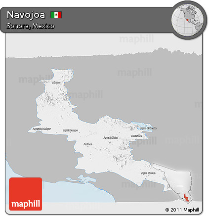 Gray Panoramic Map of Navojoa, single color outside