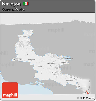 Gray Panoramic Map of Navojoa, single color outside