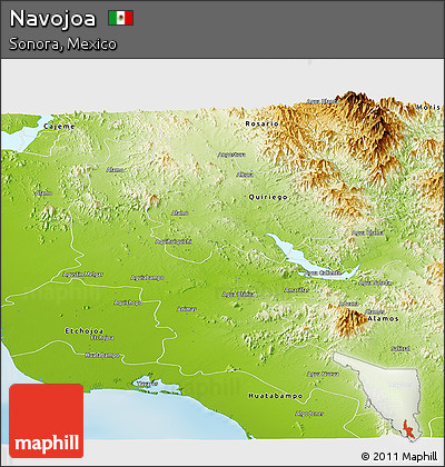 Physical Panoramic Map of Navojoa