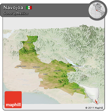 Satellite Panoramic Map of Navojoa, lighten