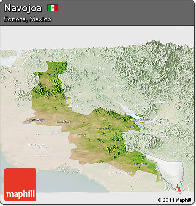 Satellite Panoramic Map of Navojoa, lighten