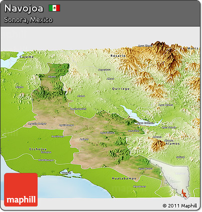Satellite Panoramic Map of Navojoa, physical outside