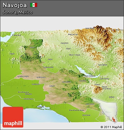 Satellite Panoramic Map of Navojoa, physical outside