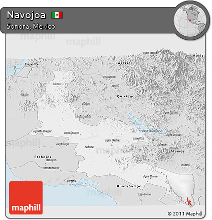 Silver Style Panoramic Map of Navojoa