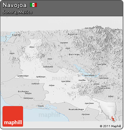 Silver Style Panoramic Map of Navojoa