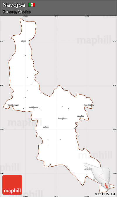Classic Style Simple Map of Navojoa, cropped outside