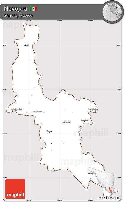 Classic Style Simple Map of Navojoa, cropped outside