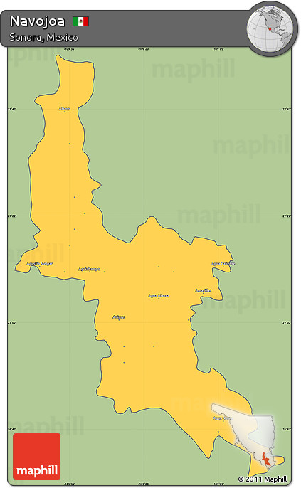 Savanna Style Simple Map of Navojoa, cropped outside