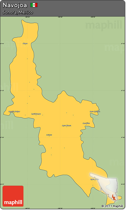 Savanna Style Simple Map of Navojoa, cropped outside